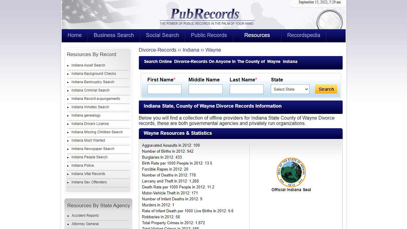 Wayne County, Indiana Divorce Records